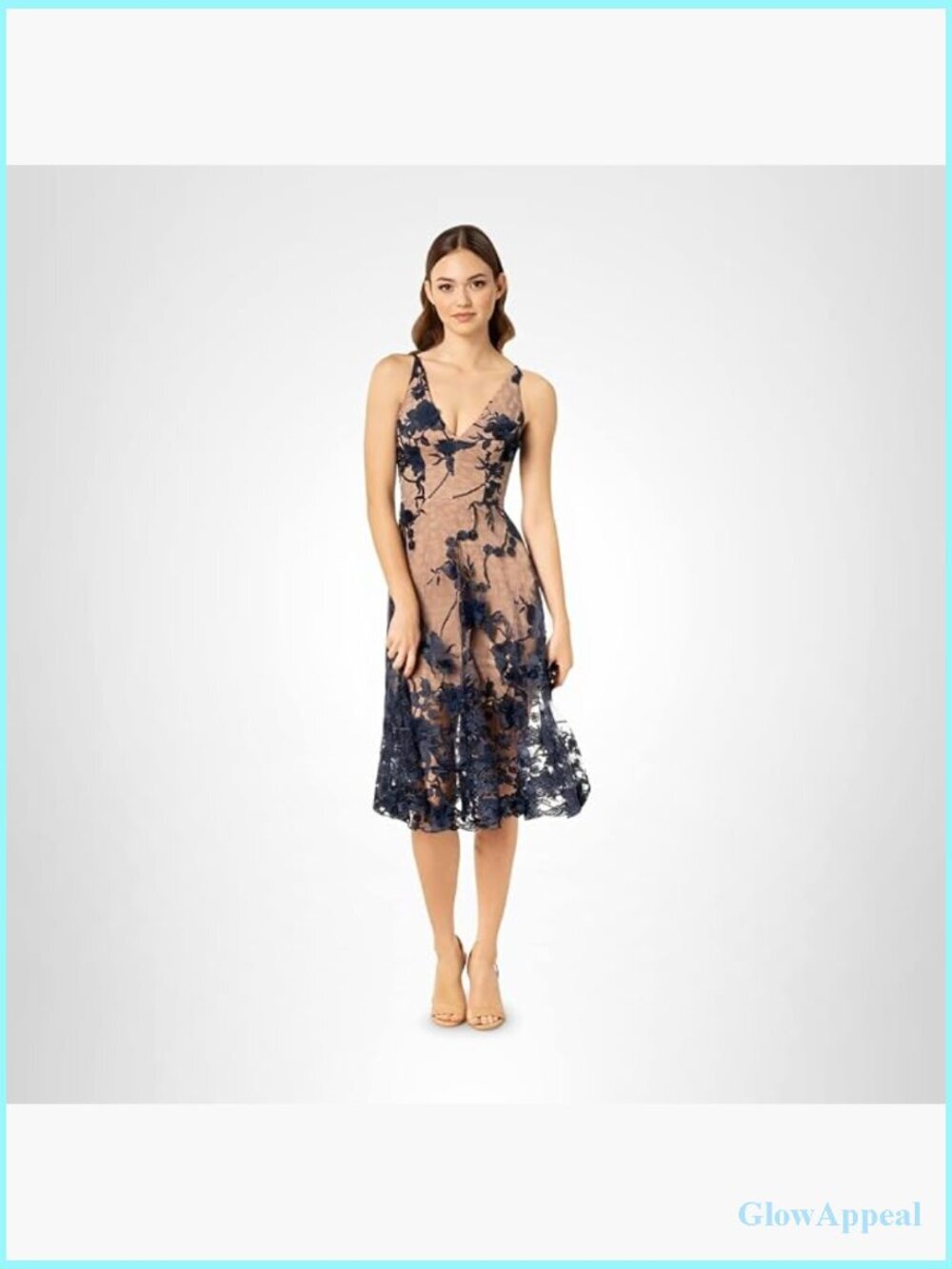 Spaghetti Strap Midi A-line 3D Floral Dress